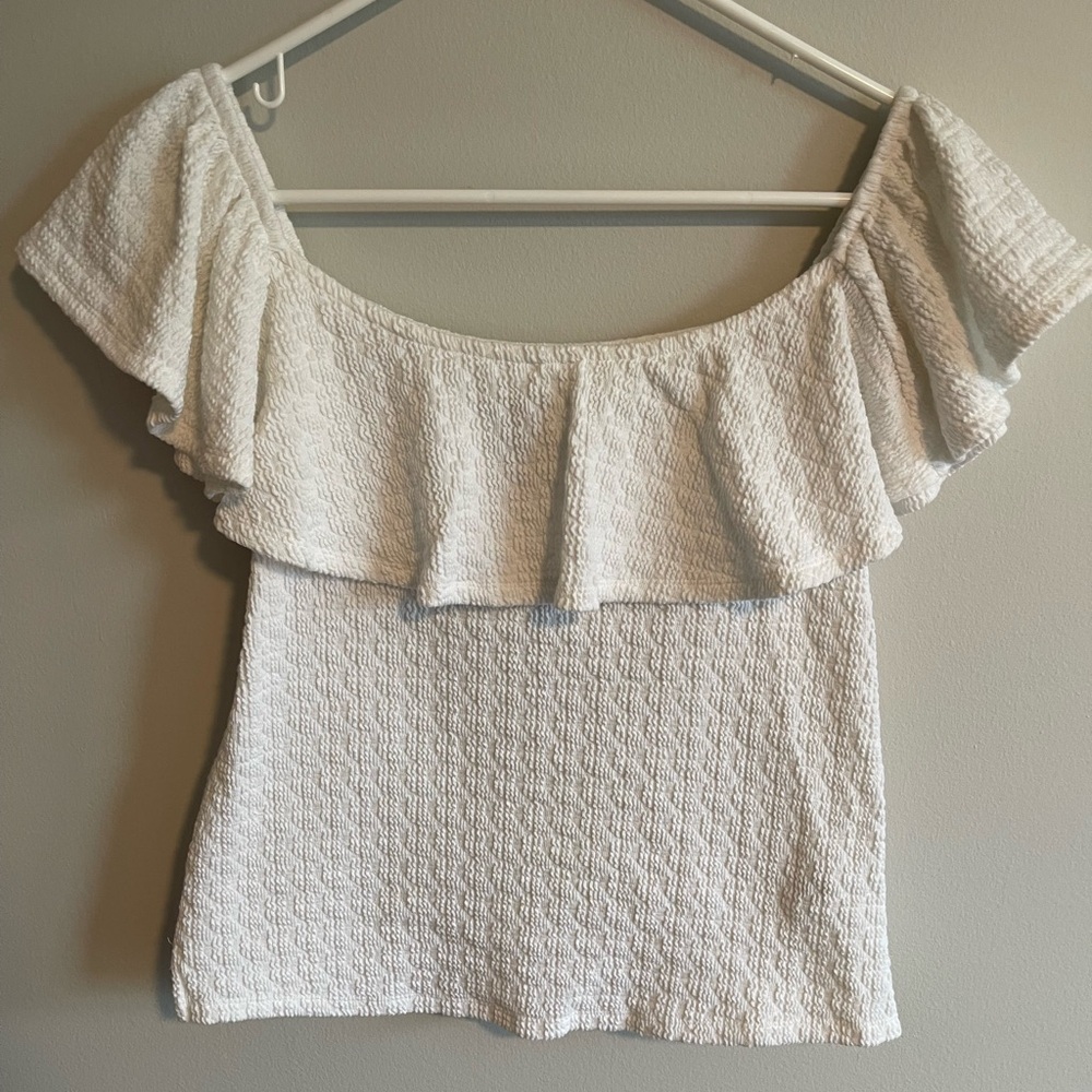 Anthropologie White Off-Shoulder Top